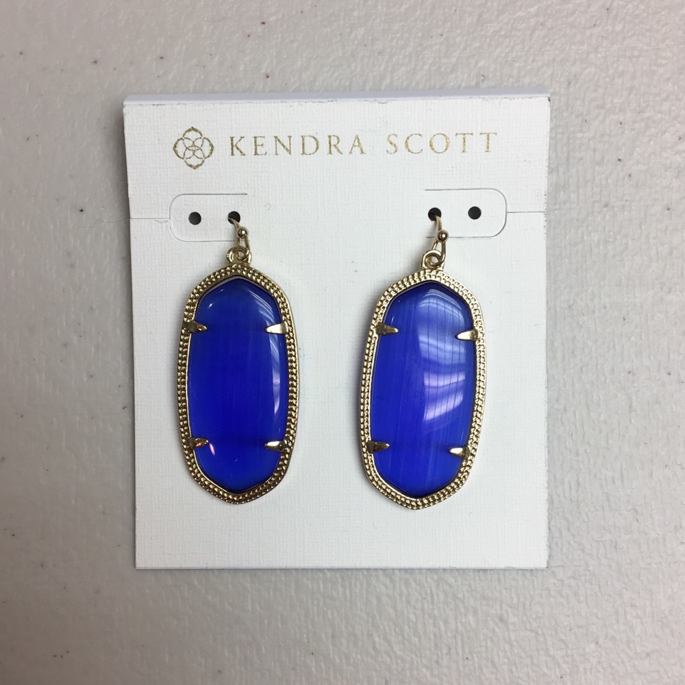 Kendra Scott Elle Earrings in Cobalt Blue & Gold